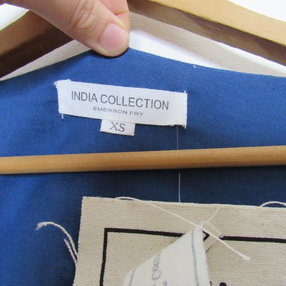 Emerson Fry India Collection LAURENT BLOUSE - LAPIS ORGANIC Blue XS NWT - Picture 5 of 9